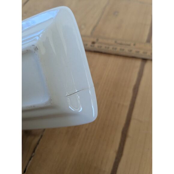 Fishs Eddy Rectangular Ceramic Butter Dish with Sweet Written in Blue - Picture 4 of 5